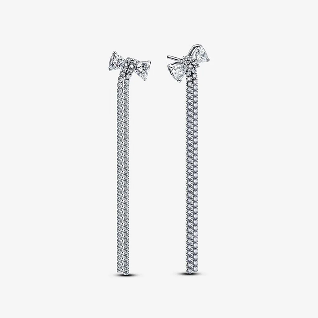 PANDORA : Pavé Bow Drop Earrings