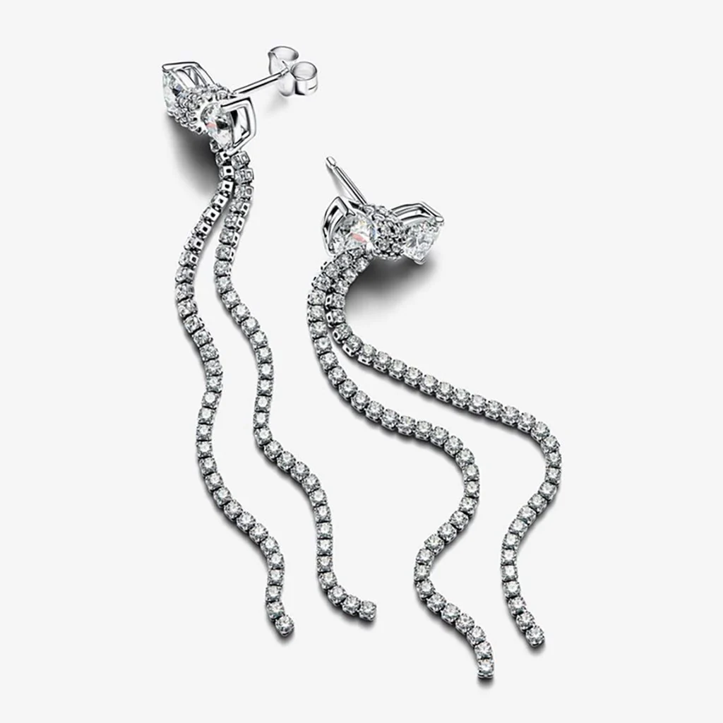 PANDORA : Pavé Bow Drop Earrings - Image 4