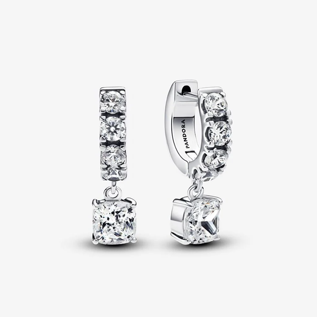 PANDORA : Pavé Dangle Hoop Earrings