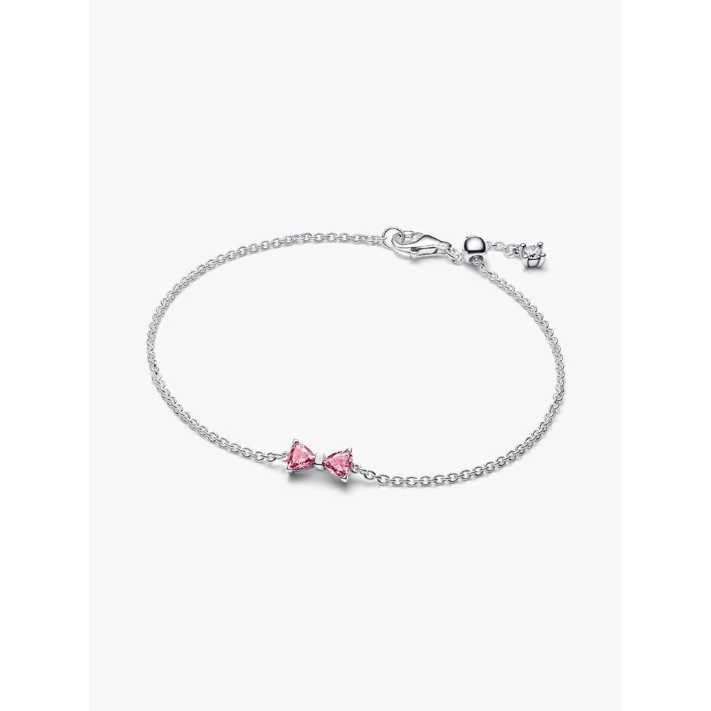 PANDORA : Pink Bow Chain Bracelet