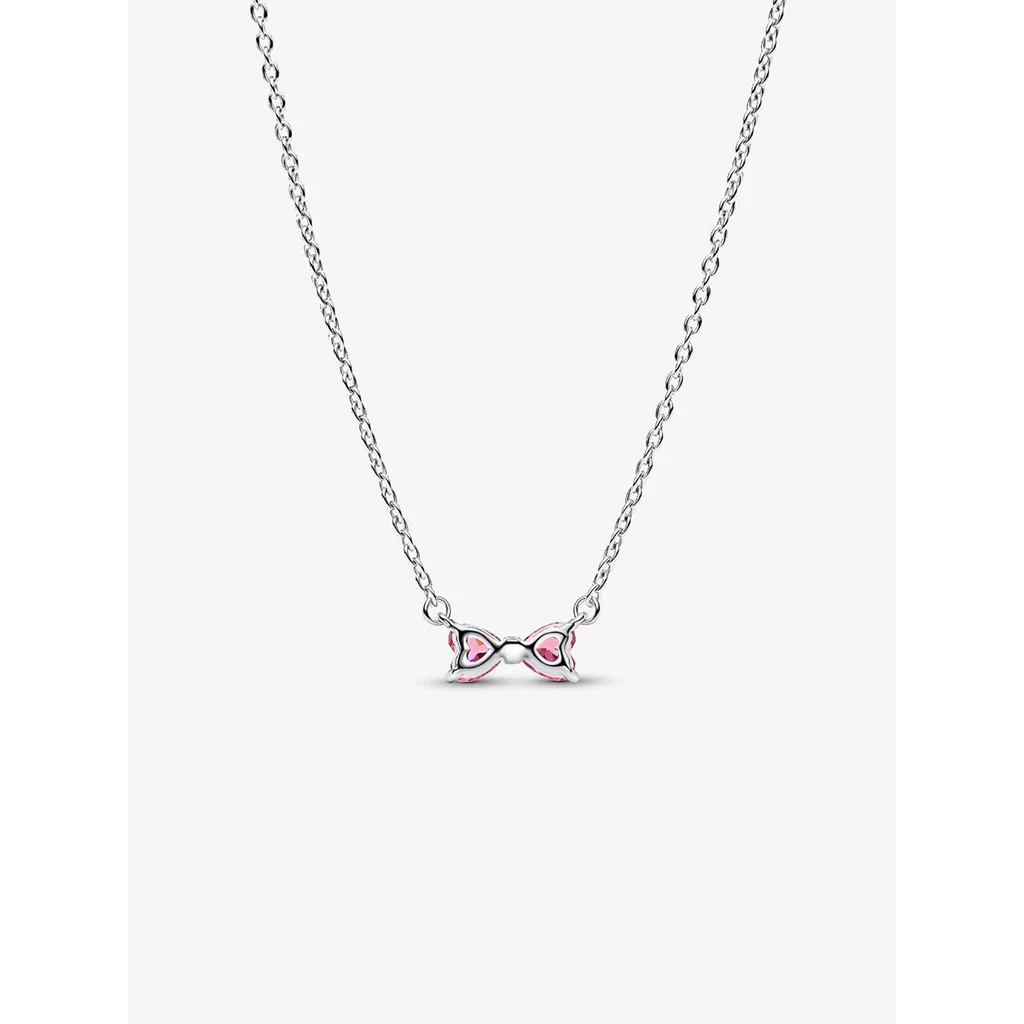 PANDORA : Pink Bow Pendant Necklace - Image 4
