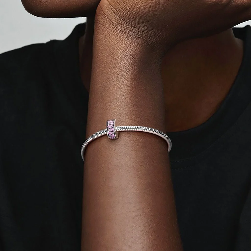 PANDORA : Pink Pavé Clip Charm - Image 4