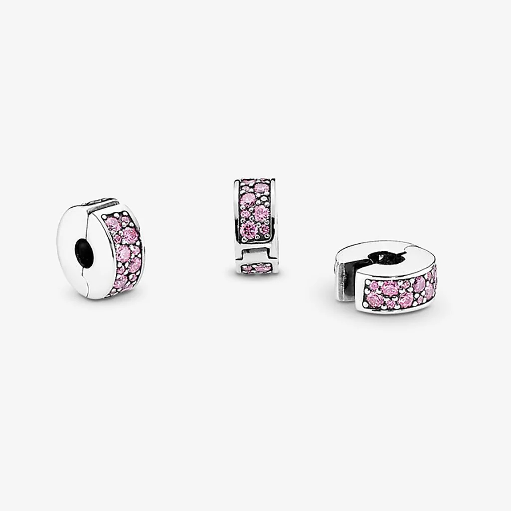 PANDORA : Pink Pavé Clip Charm - Image 5