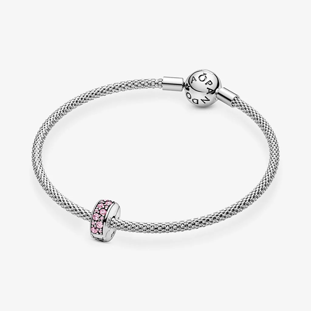 PANDORA : Pink Pavé Clip Charm - Image 6