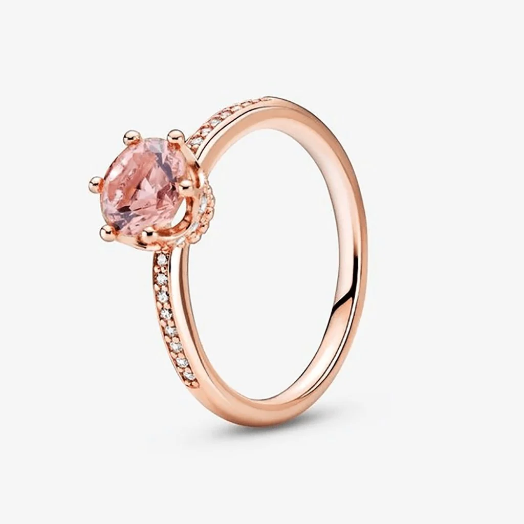 PANDORA : Pink Sparkling Crown Solitaire Ring