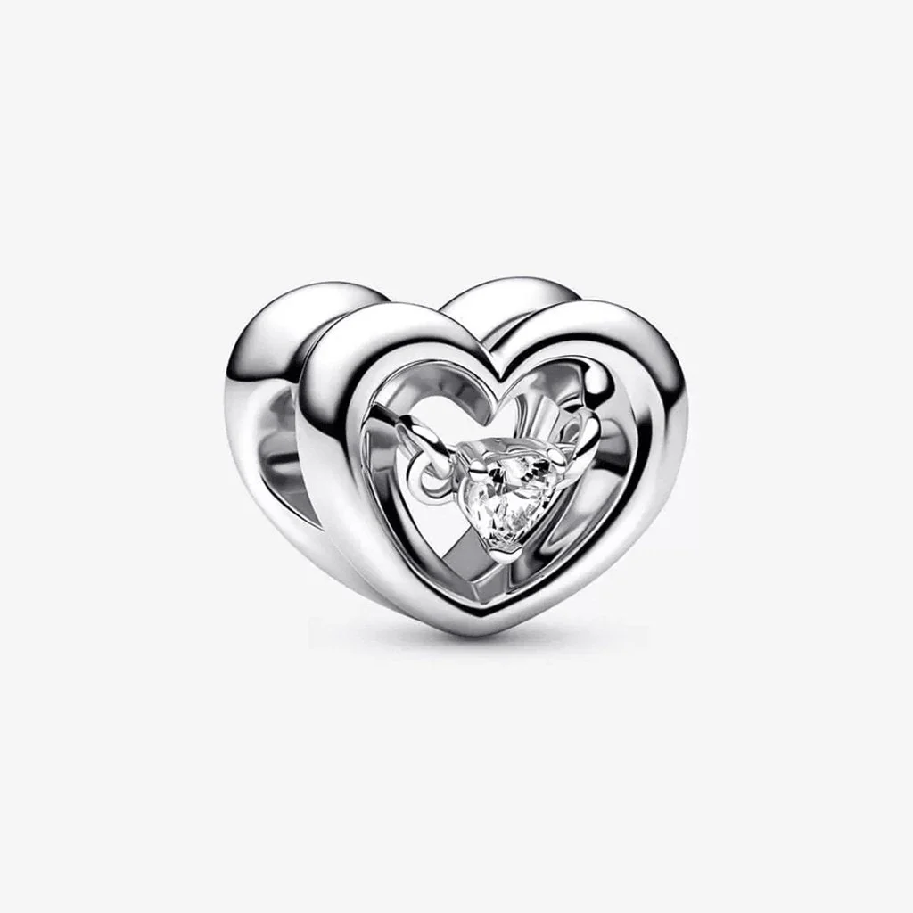 PANDORA : Radiant Heart & Floating Stone Charm