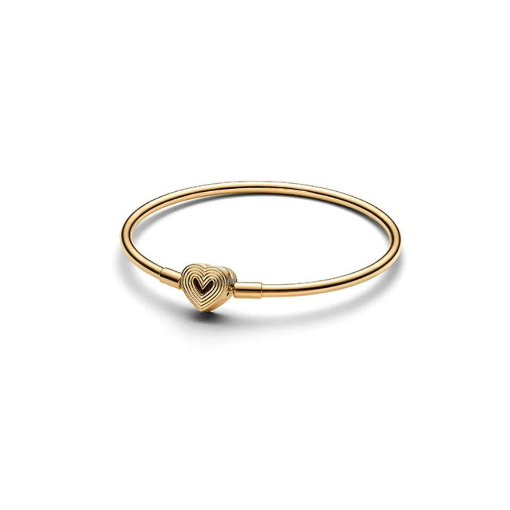 PANDORA : Radiating Heart Clasp Bangle - Gold
