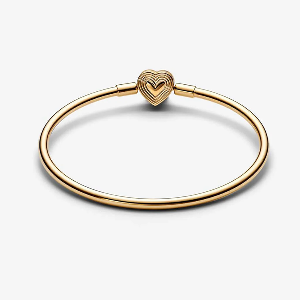 PANDORA : Radiating Heart Clasp Bangle - Gold - Image 3
