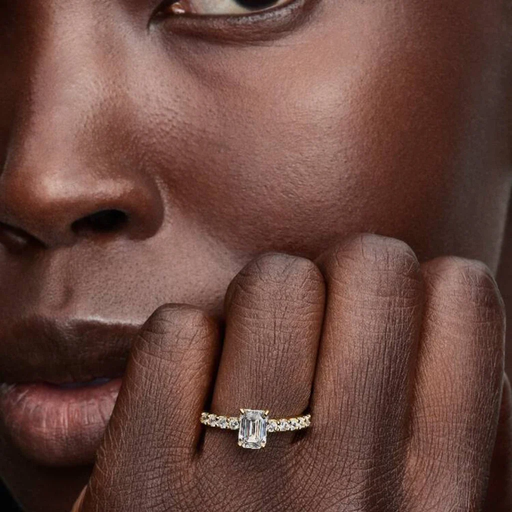 Pandora : Rectangular Sparkling Halo Ring - Image 4