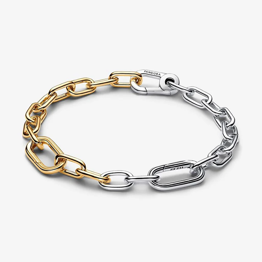PANDORA : Small Link Chain Bracelet in Two-Tone - 2 Connectors