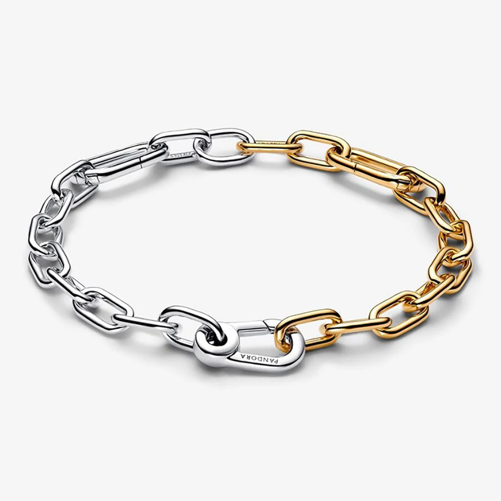 PANDORA : Small Link Chain Bracelet in Two-Tone - 2 Connectors - Image 3