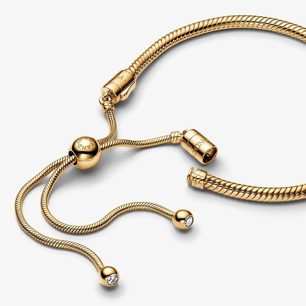 PANDORA : Snake Chain Slider Bracelet - Gold - Image 3