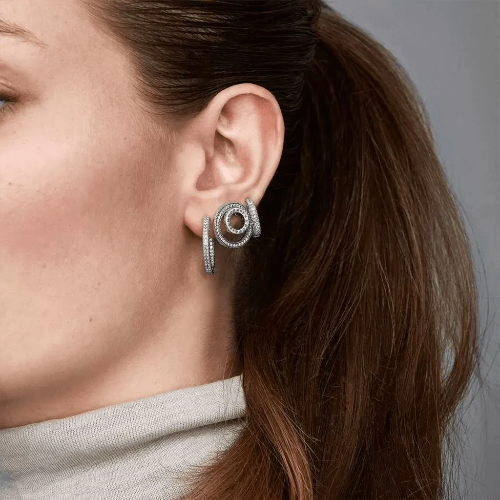 PANDORA : Sparkle and Hearts Hoop Earrings - Image 4