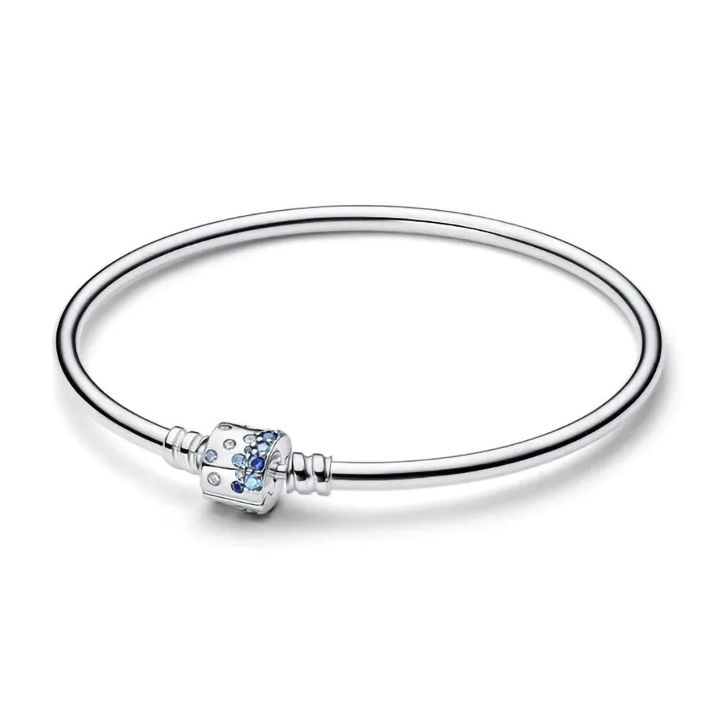PANDORA : Sparkling Barrel Clasp Bangle - Silver