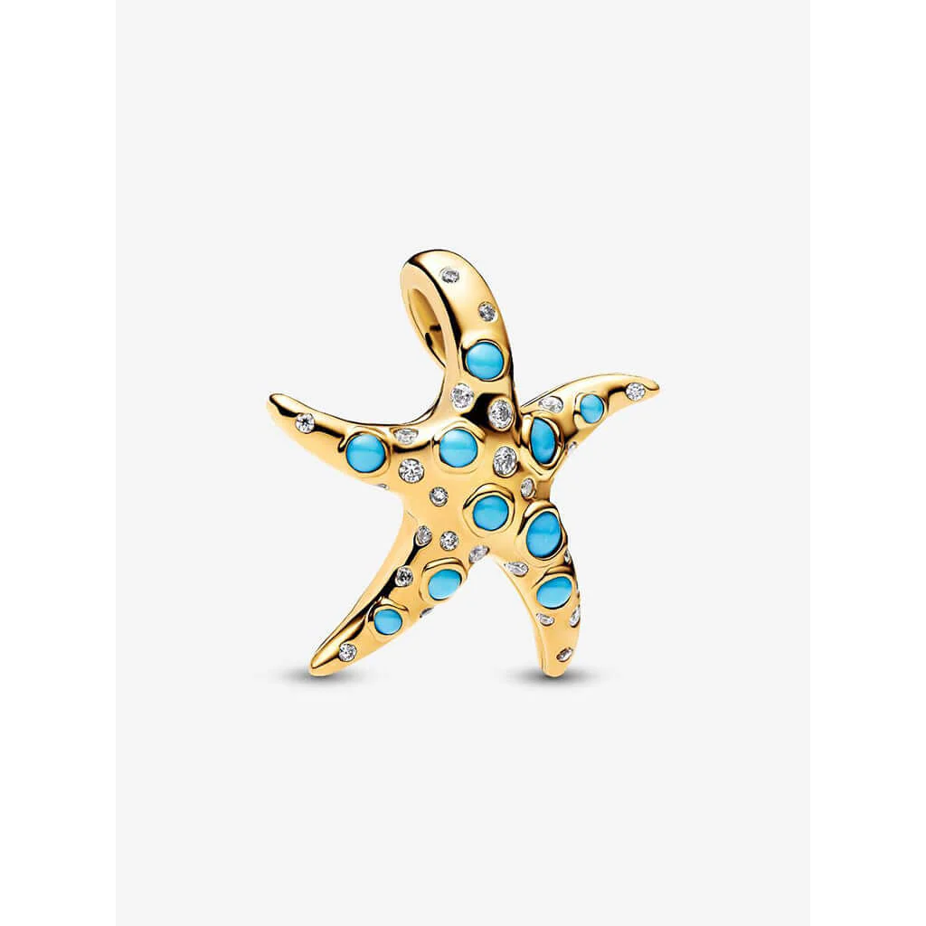 PANDORA : Sparkling Blue Starfish Dangle Charm
