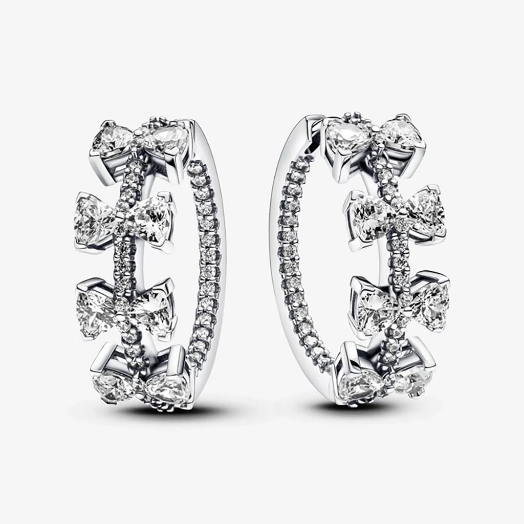 PANDORA : Sparkling Bow Row Hoop Earrings