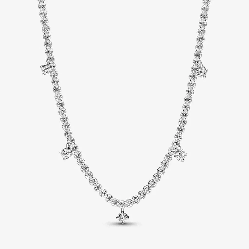 PANDORA : Sparkling Drop Collier Necklace in Sterling Silver - 16.5 in