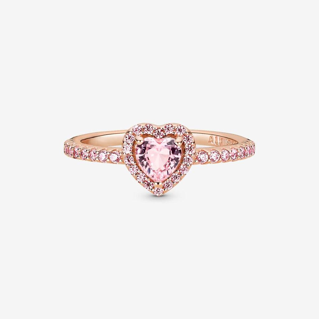 PANDORA : Sparkling Elevated Heart Ring - Pink - Image 4