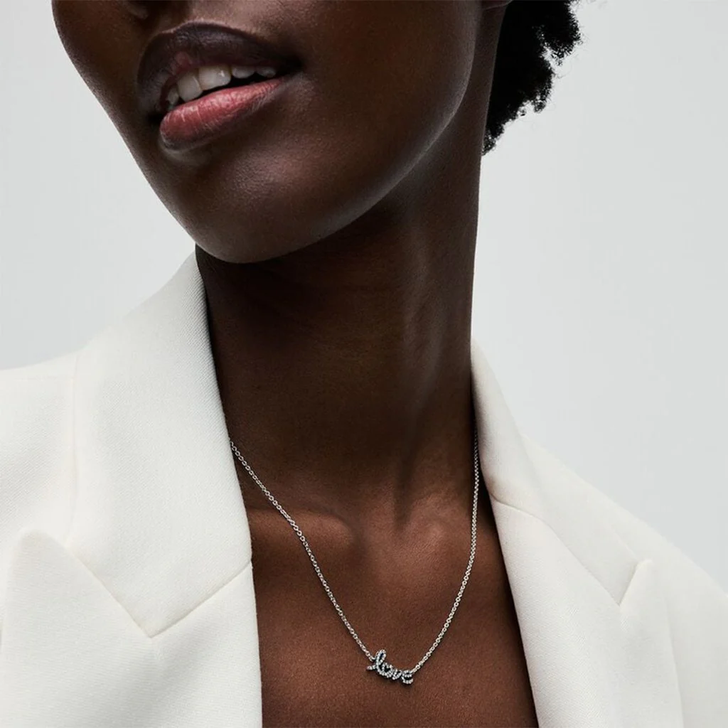 PANDORA : Sparkling Handwritten Love Collier Necklace - Sterling Silver - Image 2