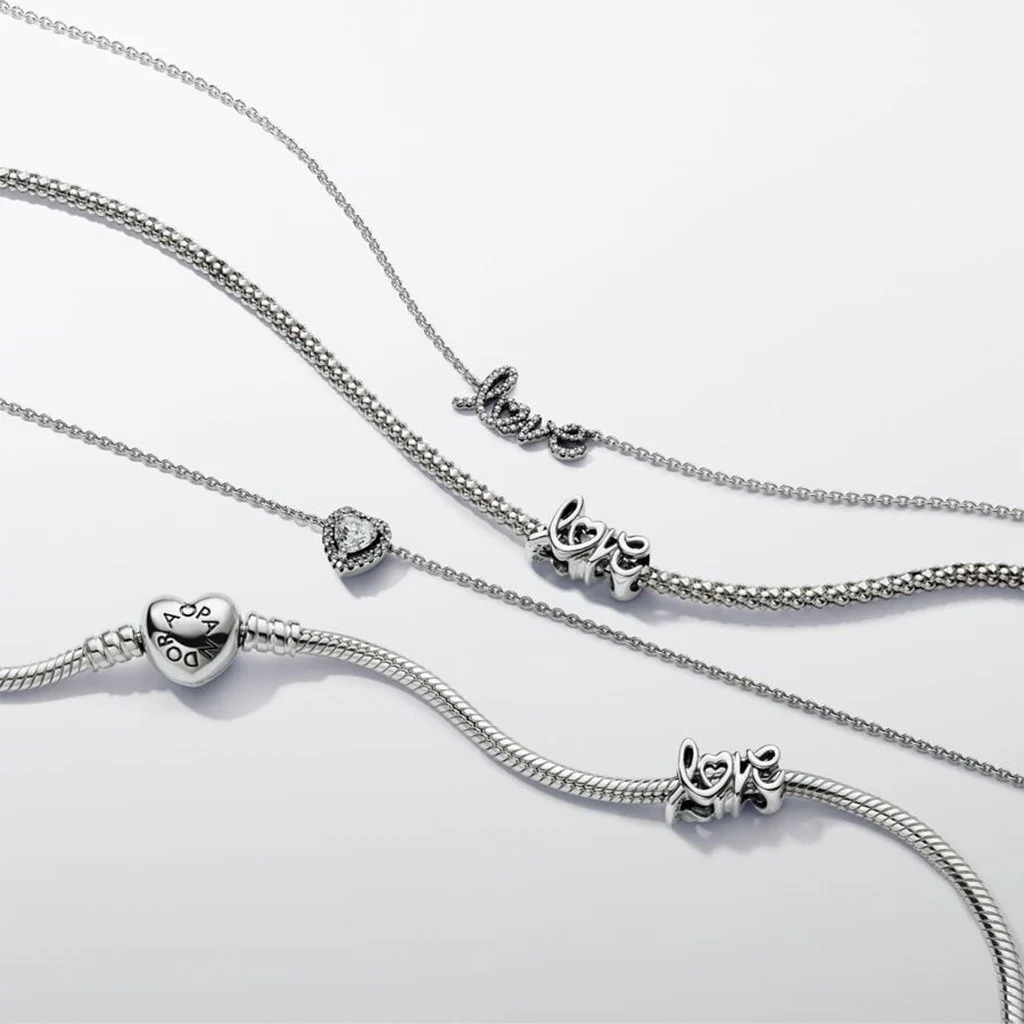 PANDORA : Sparkling Handwritten Love Collier Necklace - Sterling Silver - Image 4