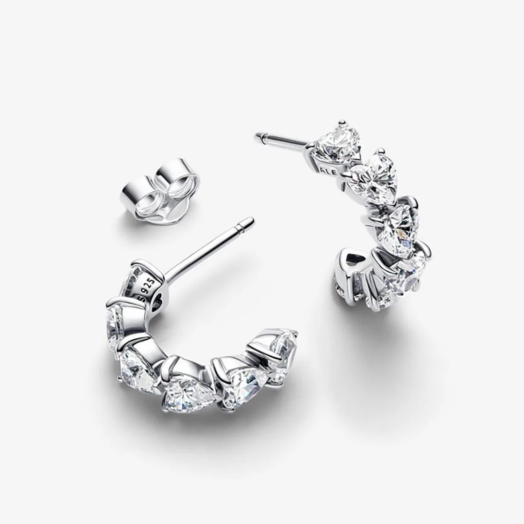PANDORA : Sparkling Hearts Open Hoop Earrings - Image 3