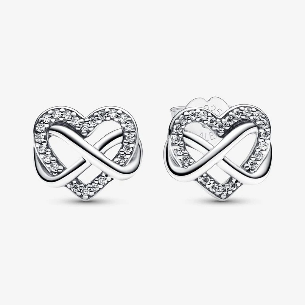 PANDORA : Sparkling Infinity Heart Stud Earrings