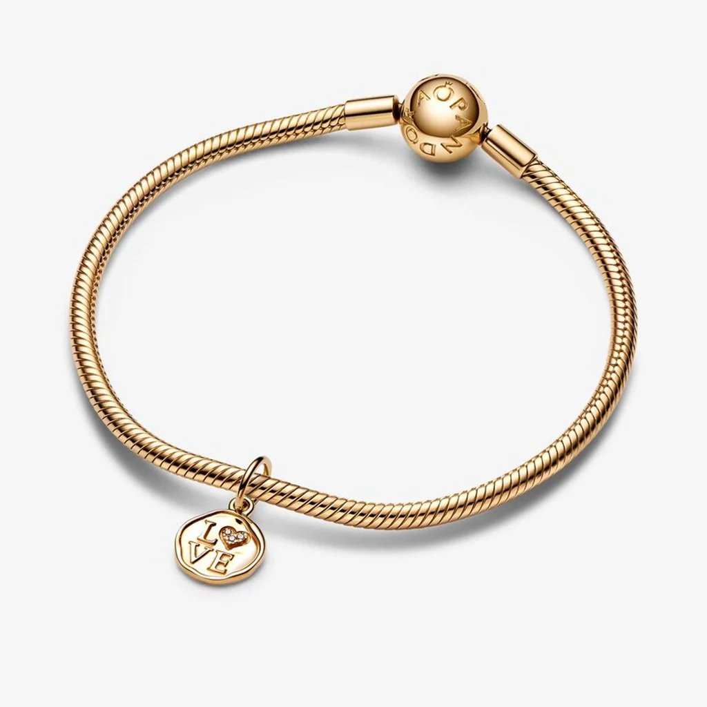 PANDORA : Sparkling Love Stamp Dangle Charm - Image 5