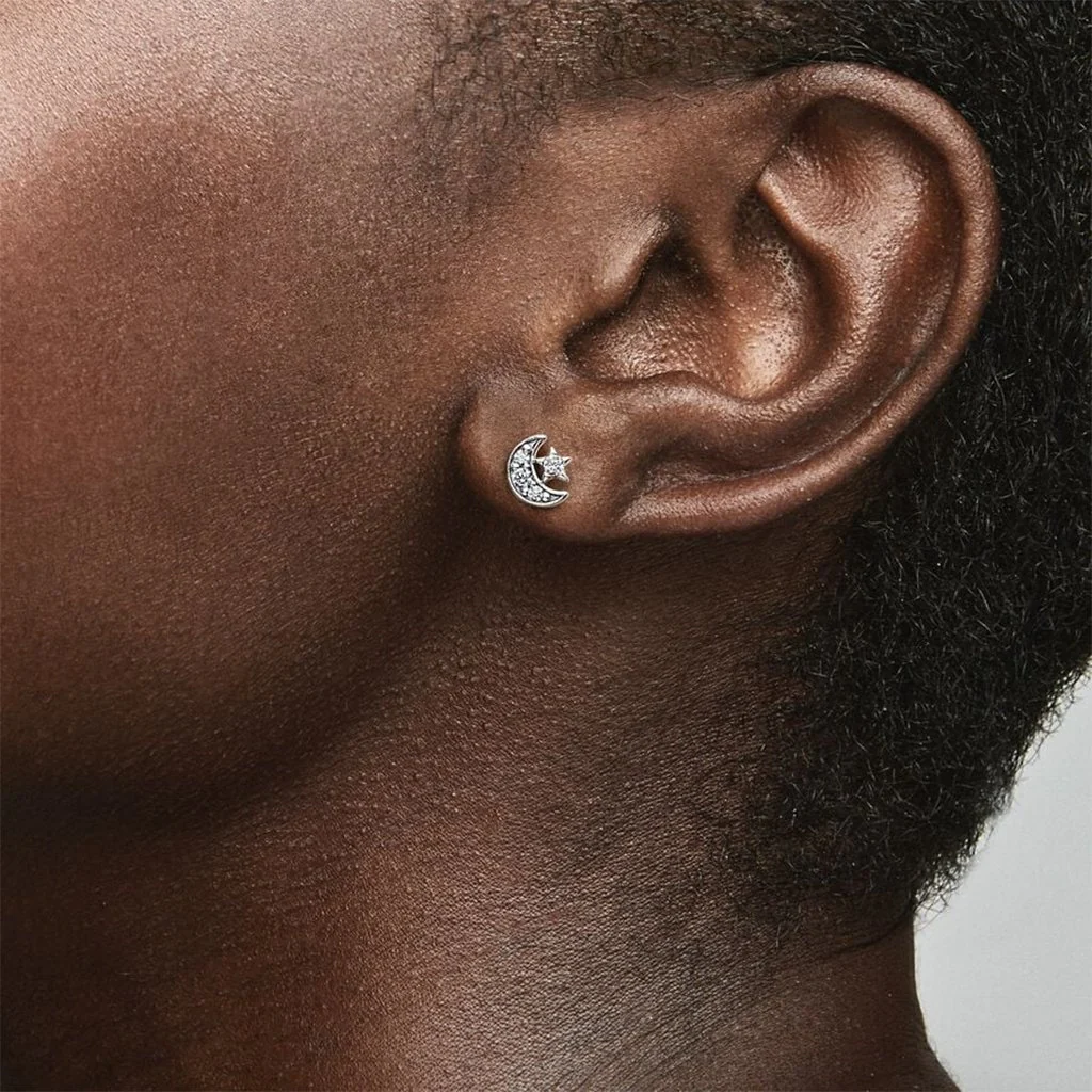 PANDORA : Sparkling Moon & Star Stud Earrings - Image 2