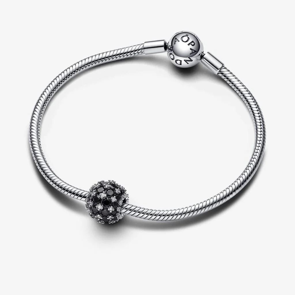 PANDORA : Sparkling Pavé Round Black Charm - Sterling Silver - Image 5