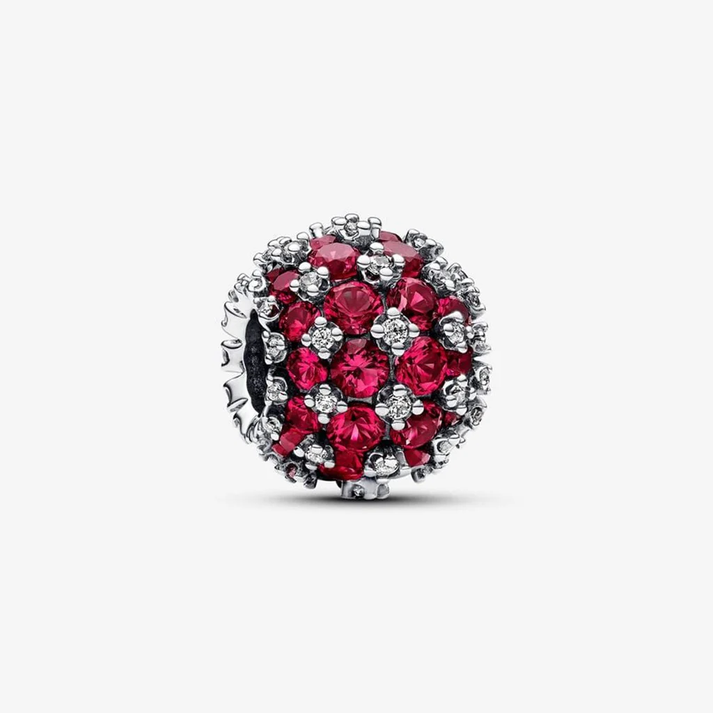 PANDORA : Sparkling Pavé Round Pink Charm  - Sterling Silver
