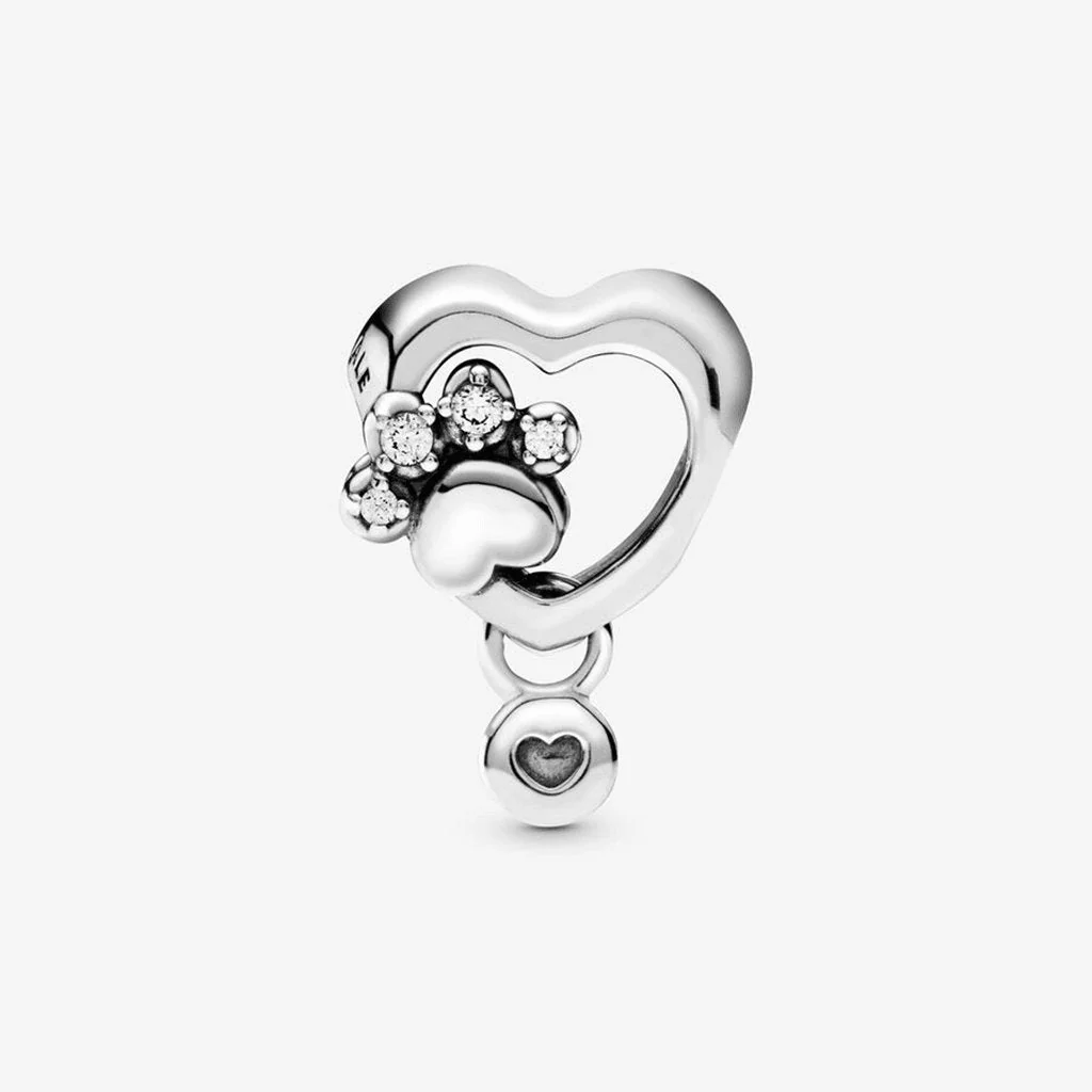 PANDORA : Sparkling Paw Print & Heart Charm - Image 4
