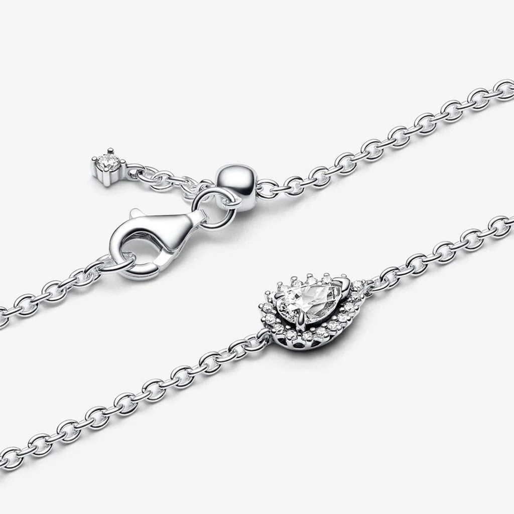 PANDORA : Sparkling Pear Halo Chain Bracelet - Sterling Silver - Image 2