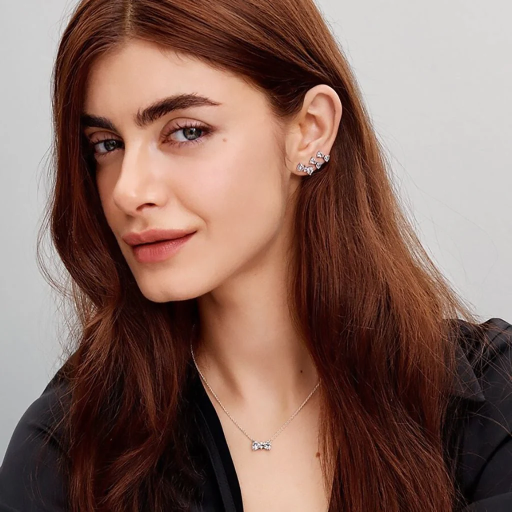 PANDORA : Sparkling Small Bow Earrings - Image 3