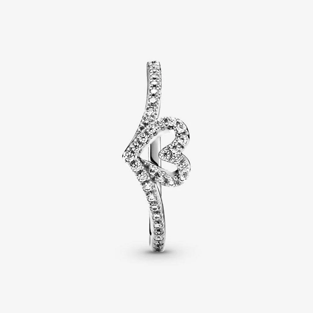 PANDORA : Sparkling Wishbone Heart Ring - Image 3