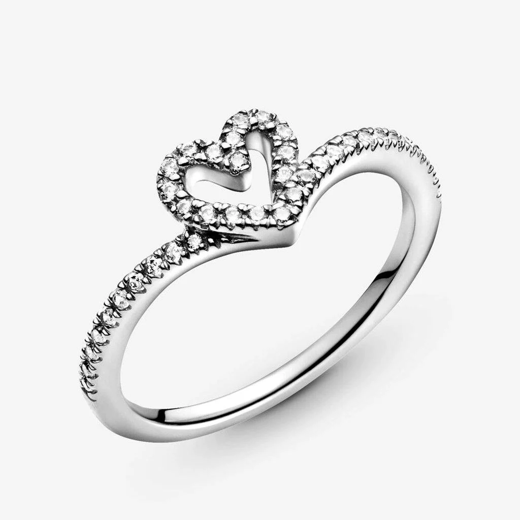 PANDORA : Sparkling Wishbone Heart Ring - Image 4