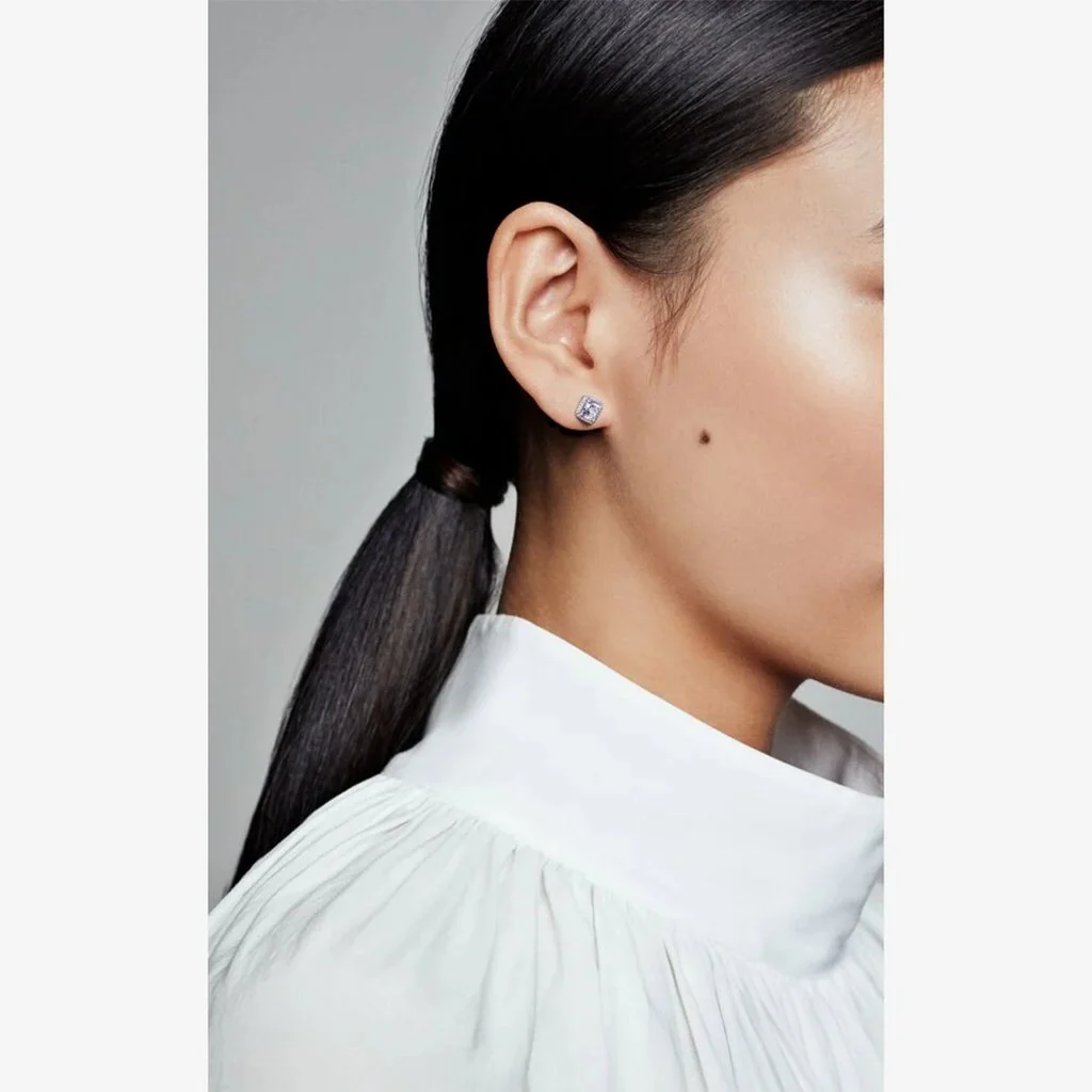 PANDORA : Square Sparkle Halo Stud Earrings - Image 2