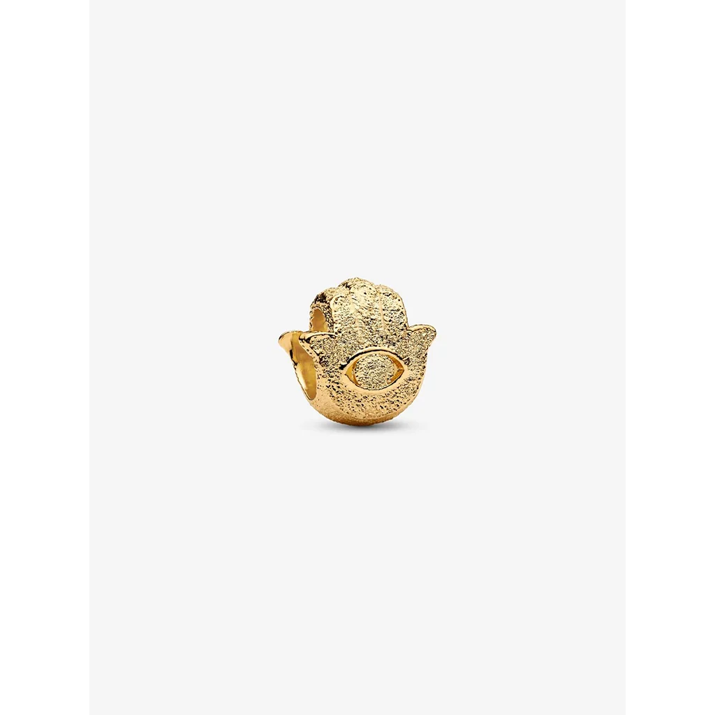 PANDORA : Textured Hamsa Hand Mini Charm - Gold