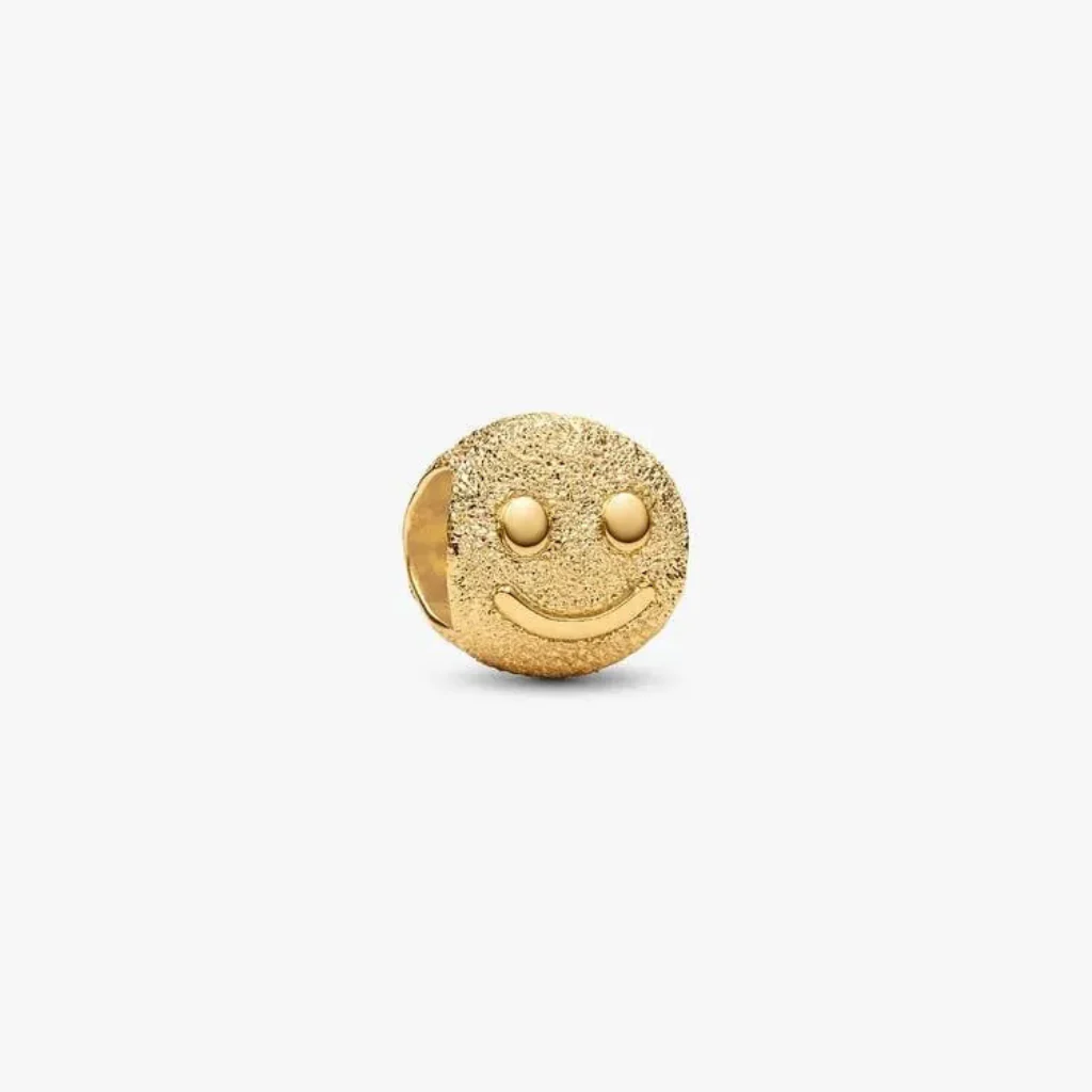 Pandora : Textured Happy Face Mini Charm