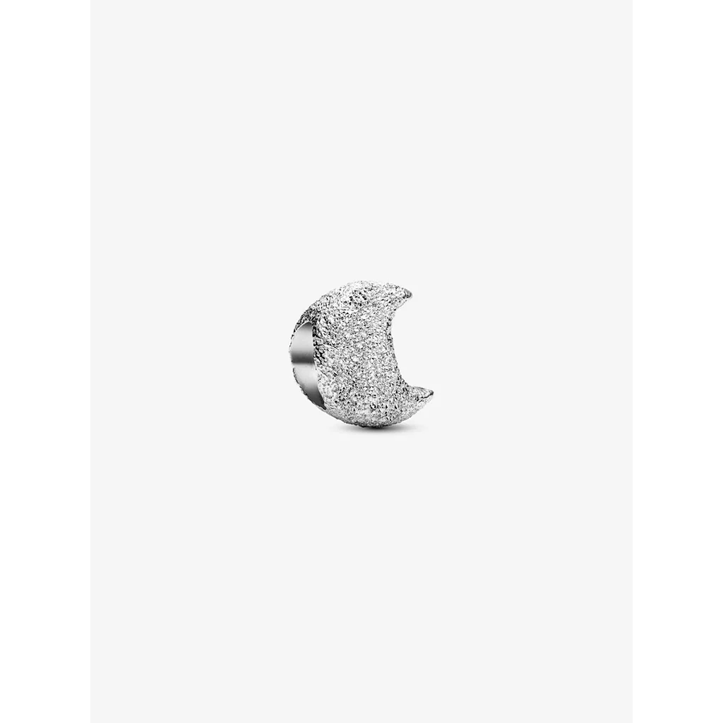 PANDORA : Textured Moon Mini Charm - Silver