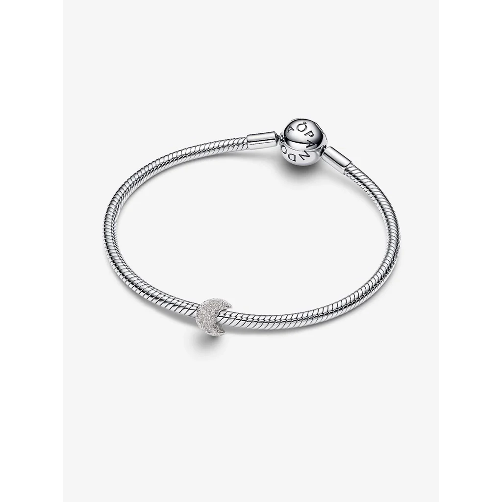 PANDORA : Textured Moon Mini Charm - Silver - Image 2
