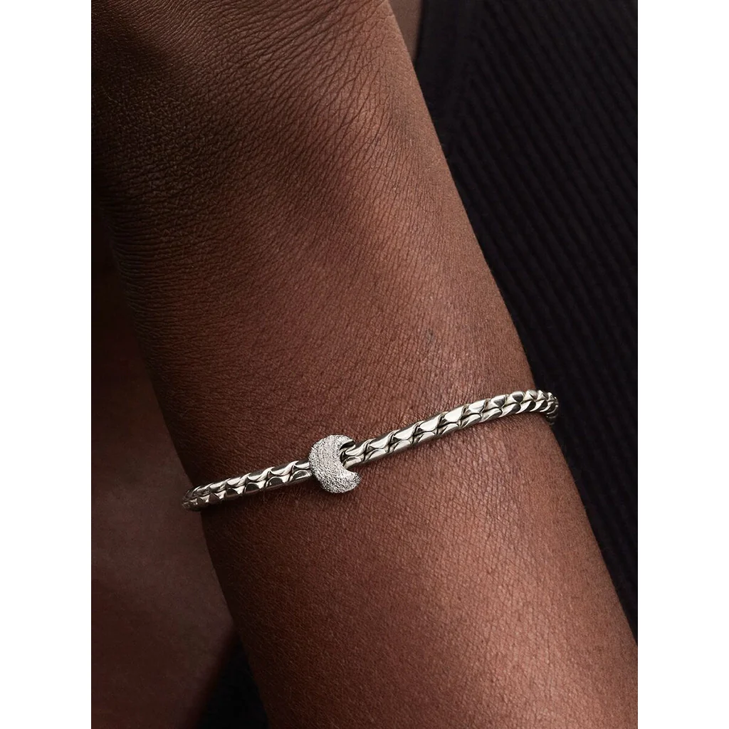 PANDORA : Textured Moon Mini Charm - Silver - Image 3