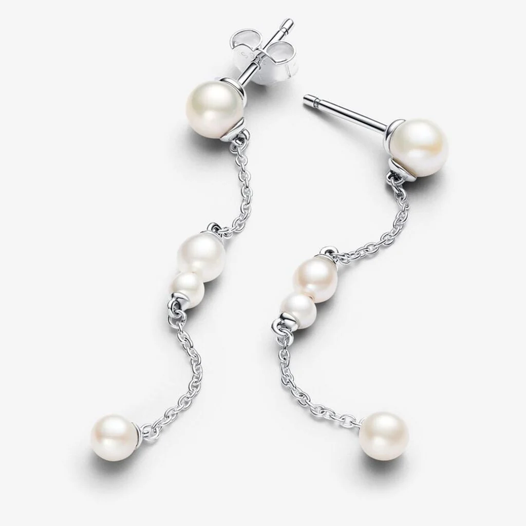PANDORA : Treated Freshwater Cultured Pearl Drop Earrings - Sterling Silver