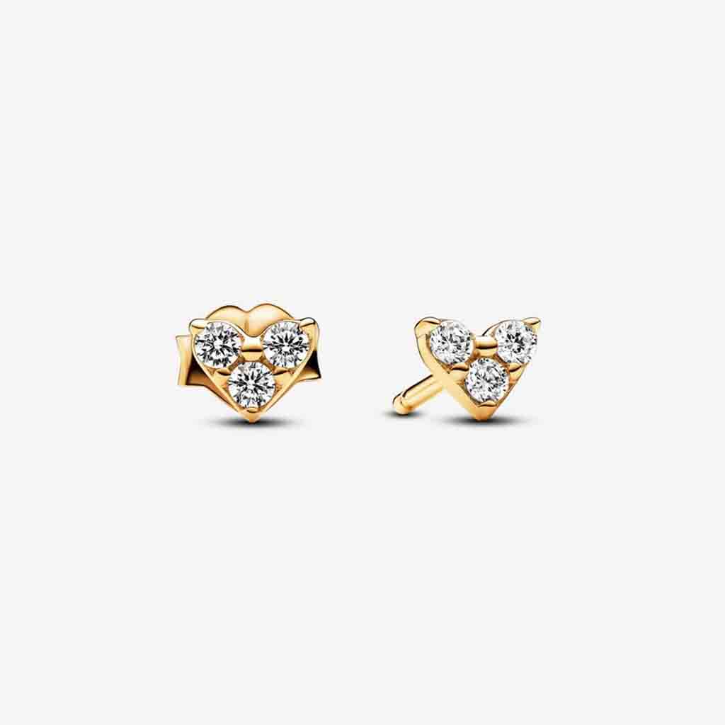 PANDORA : Triple Stone Heart Stud Earrings