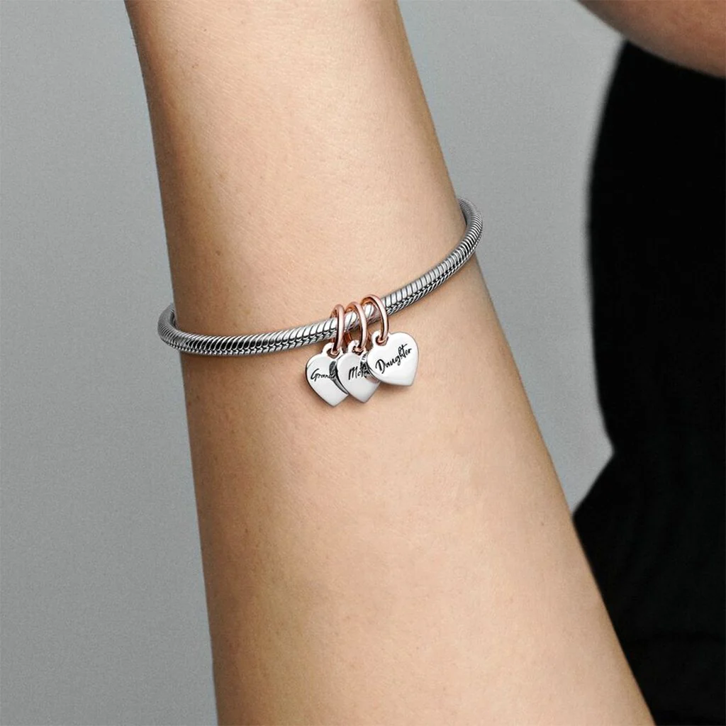 PANDORA : Two-tone Splittable Family Generation of Hearts Triple Dangle Charm - Image 3