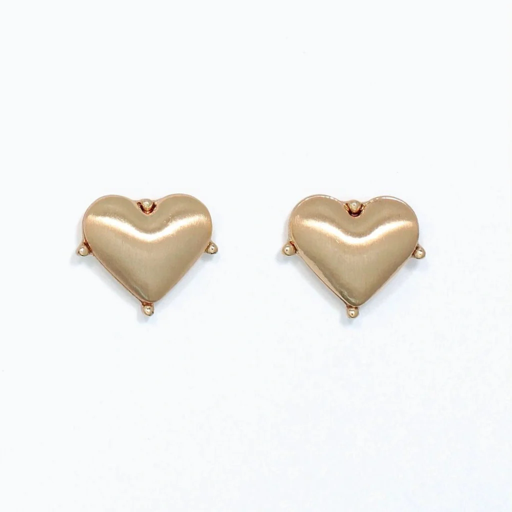 Periwinkle : Brushed Gold Hearts Earrings