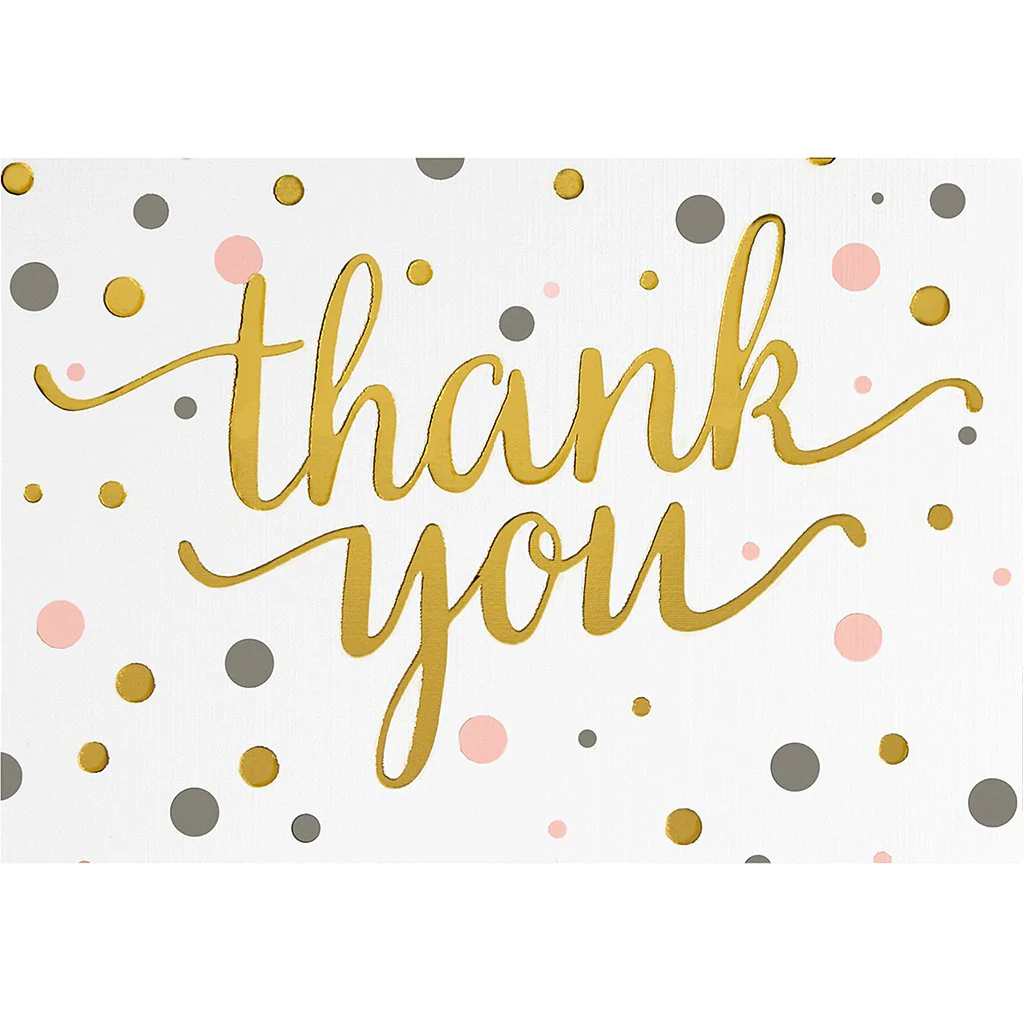 Peter Pauper Press : Thank You Notes - Pink & Gold Dots