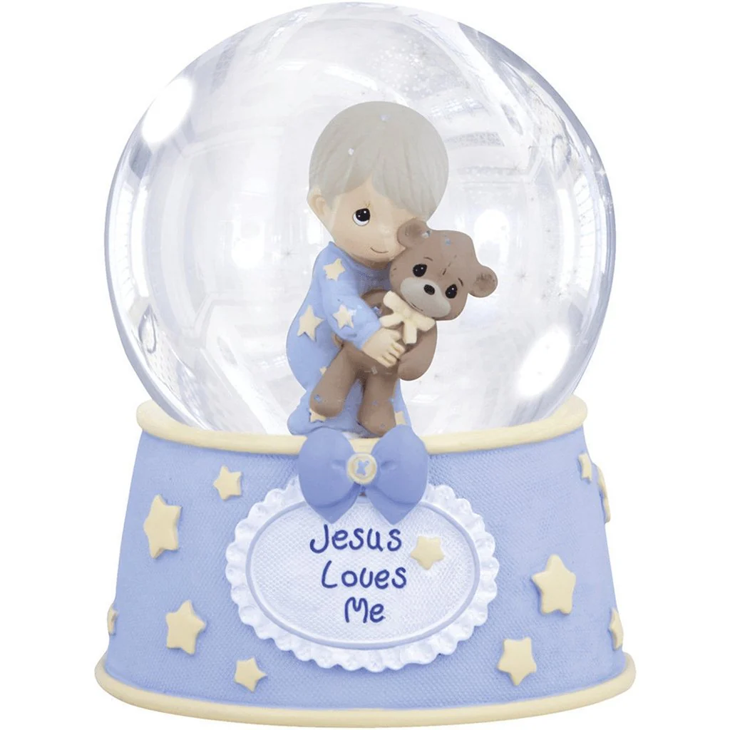 Precious Moments : Jesus Loves Me, Boy with Bear Snow Globe