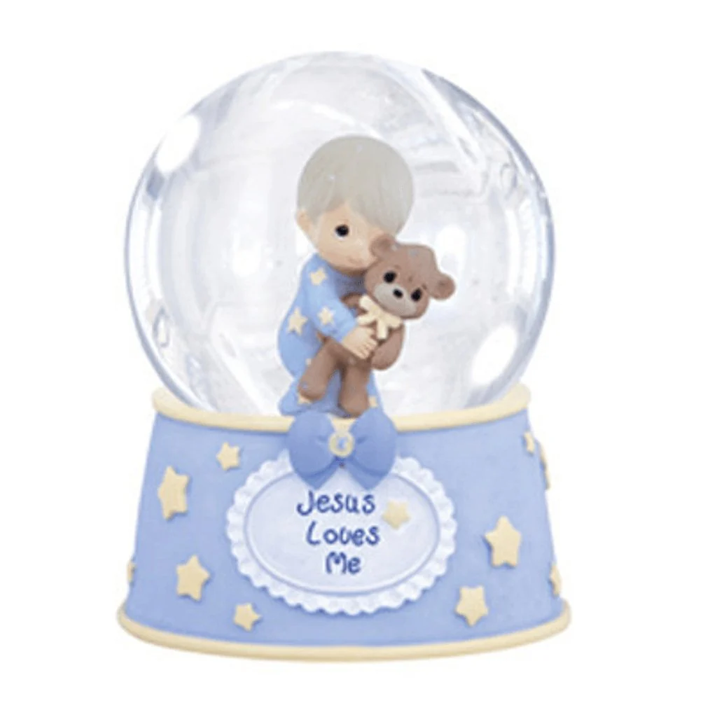 Precious Moments : Jesus Loves Me, Boy with Bear Snow Globe - Image 2