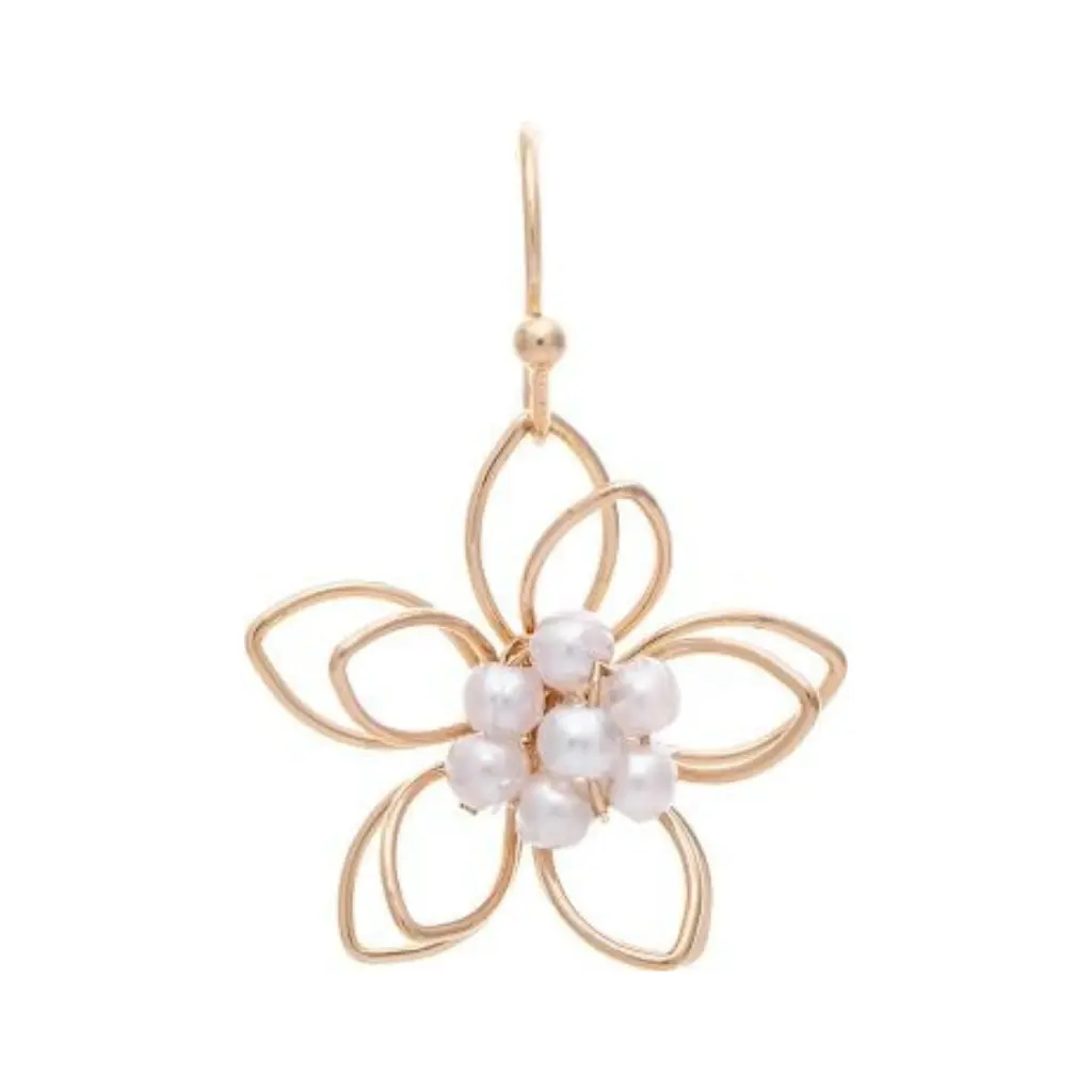 Rain Jewelry : Faux Pearl Little Wire Flower Earring