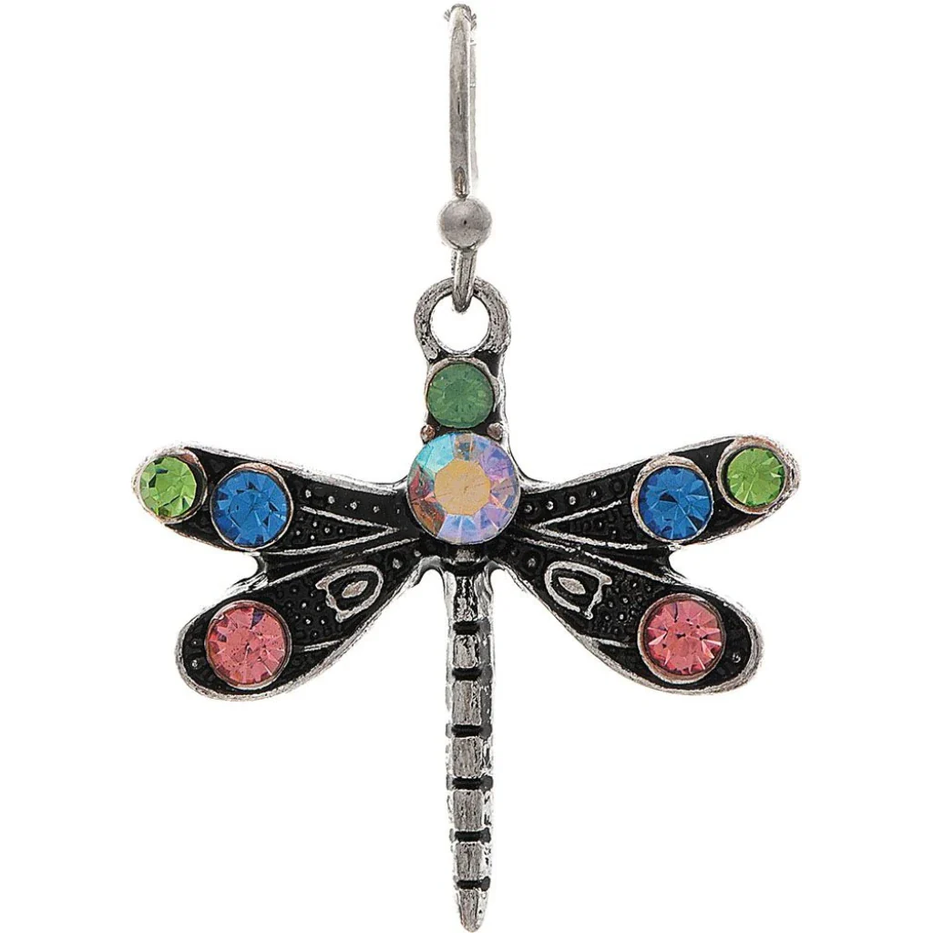 Rain Jewelry : Silver Multicolor Crystal Dragonfly Earring